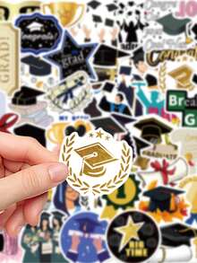 50pcs Graduation Season Stickers Aesthetic Vibes For Journal, Phone Case, Tablet, Water Bottle, Desk, Helmet, Bike, Luggage, Waterproof Decals - Multicolor - View 6