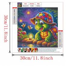 1pc DIY Diamond Painting, Animal Theme - Turtle Wearing Hat Under Starry Sky, Full Round Acrylic Diamond Mosaic, Suitable For Living Room, Bedroom, Office - Unique Creative Gift - View 8