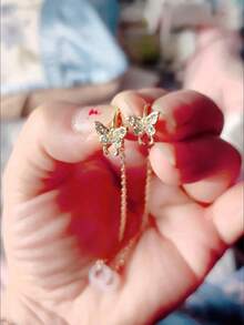 Clip de pendiente antiperidida con lazo de diamante de imitación brillante, soporte de auriculares de acero inoxidable compatible con Pro 1/2/3/4 Pro 2 - Multicolor - Ver 6