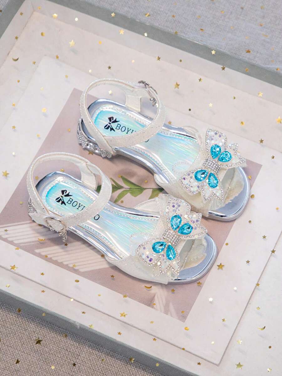 Giày sandal cao gót dự tiệc thanh lịch cao cấp dành cho bé gái, sandal cao gót hở mũi, giày dự tiệc thoáng khí và nhẹ, sandal thủ công cao cấp, giúp bạn thể hiện vẻ quý phái. - trắng - Xem 1