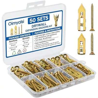 100 PCS Self Drilling Drywall Anchors With Screws – Heavy Duty Metal Expansion Wall Anchors Kit For Drywall & Sheetrock – Ideal For Hanging Shelves, Mirrors, Picture Frames And More