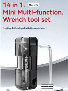 1pc 2026 New Bicycle Multi-Function Repair Tool Kit, Portable Tire Lever, Puncture Repair Set, Hex Wrench - Black - View 1