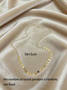 1件18K镀金不锈钢拼接设计项链，时尚休闲简约风格，适合日常佩戴 - 金色 - 查看 6