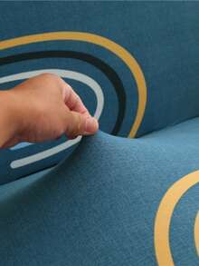 1pc Elastic Sofa Cover, All Inclusive Polyester Fiber Sofa Cover, Knitted Milk Silk All Season Universal Sofa Cover - Blue - View 8