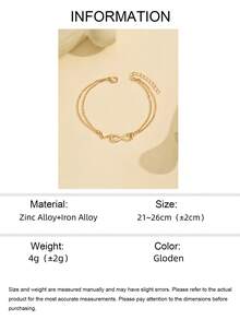 1pc Fashionable Double-Layer Limitless Heart Anklet, Delicate Beach Bracelet Anklet For Girls - Gold - View 5