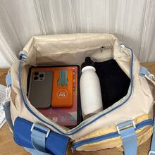 新款高端小众短途旅行包，女士大容量行李包，手提包，孕妇包，撞色健身包，旅行包，行李袋，过夜包，耐用登机包，夏季度假必备旅行用品，旅行必备收纳袋，夏季旅行配件 - 彩色 - 查看 4