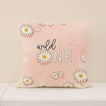 4 fundas de almohada de poliéster, fundas de almohada de poliéster con estampado floral de margaritas rosas, decoración de habitación, decoración de dormitorio, fundas de sofá y silla, 17.7*17.7 pulgadas/45X45cm, sin relleno de almohada - Multicolor - Ver 5