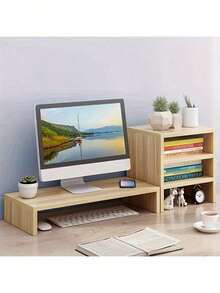 1pc Laptop Riser Stand, Desktop Organizer Shelf For Office Desk, Bedroom, Gaming Room, Study - Multicolor - View 3