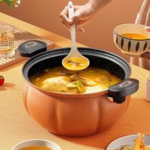 Pumpkin Enamel Soup Pot With Glass Lid, Non-Stick Cooking Pot, Induction Compatible, Heat-Resistant Handles, Multifunctional Stew Pot, Kitchen Essential Cookware - View 5