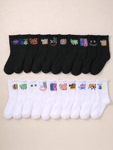 10/20 Pairs Of Unisex Y2K Streetwear Graffiti Print Mid-Calf Socks, Hip-Hop And Skateboarding Back-To-School Season Couple Socks For Daily Wear - Multicolor - View 3
