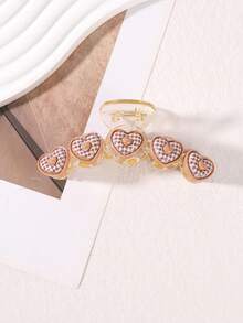 1pc Romantic Fashion Hair Claw, Versatile Plaid Heart Acrylic Hair Clip Summer Hair Accessories Beach Claw Clips Vacay - Multicolor - View 14