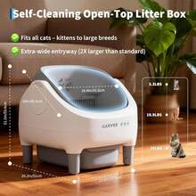 Caja de basura automática de gato, Aplicación inteligente de la caja de basura de autolimpieza, Open-Top Litiere Pour Chat Autonettoyant para gatos grandes, Caja de basura multi-gato inodora, 10.5L Litiere Automatique Pour Chat - Gris - Ver 2