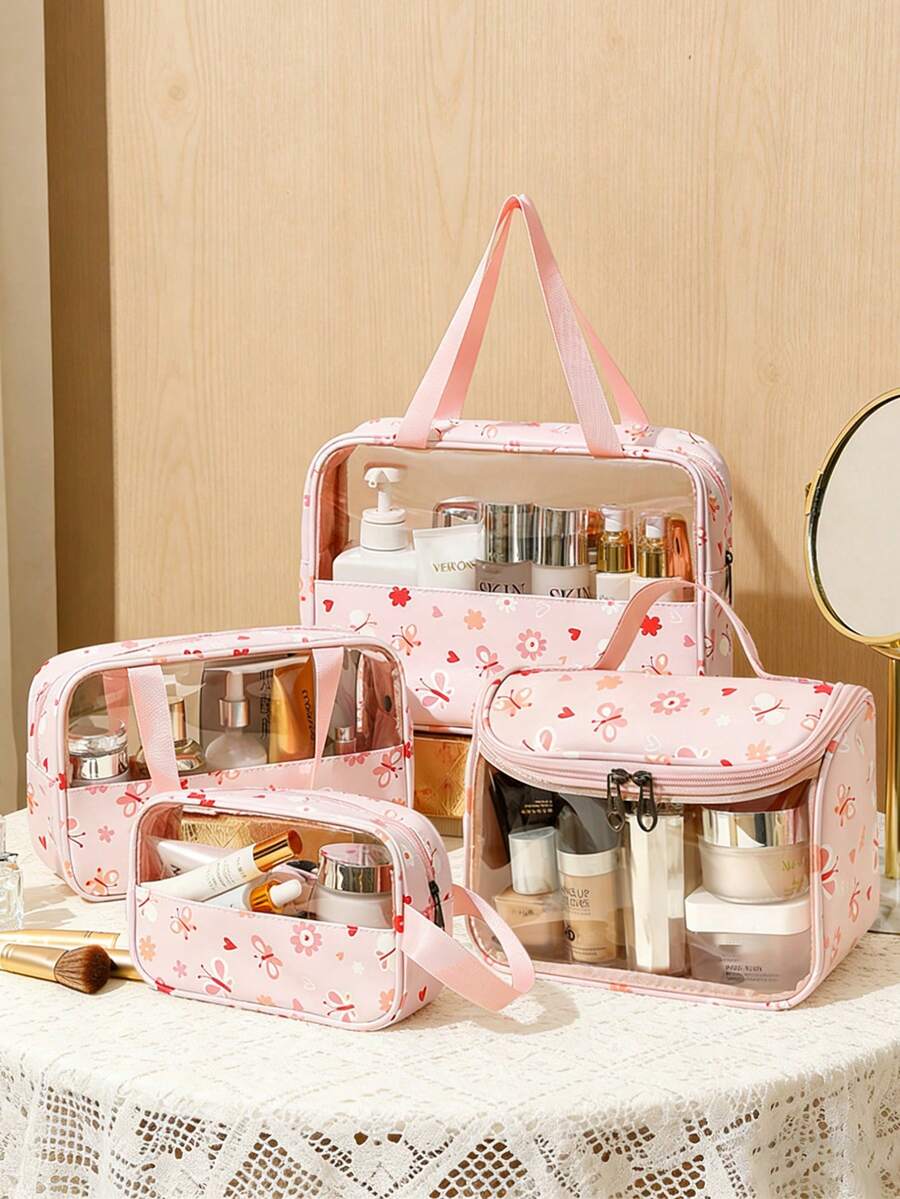 1 pieza/3 piezas Bolsas de tocador transparentes para viaje - Bolsas de maquillaje impermeables con estampado de mariposa y margarita - Organizador de cosméticos de viaje de varios tamaños para hombres y mujeres, ideal para viajes y uso diario, bolsas de playa de verano, artículos esenciales de viaje, artículos esenciales de crucero, bolsos de mujer, artículos esenciales de vacaciones, bolsa de maquillaje para viaje, bolsa de artículos de tocador, artículos esenciales de baño, viaje, cubos de embalaje organizador de maquillaje de viaje, bolsa de cosméticos, bolsa de lavado, bolsa de viaje de tocador, regalos para mujeres