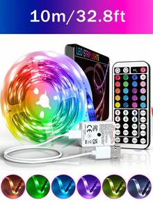 3.28英尺-100英尺 RGB LED灯带，配备44键遥控器，可调节颜色和亮度，安装简便，适用于卧室、厨房、客厅、派对氛围装饰、圣诞装饰、电视背光等。 - 彩色 - 查看 16
