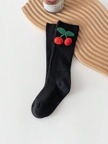 1 Pair Children's Socks, Regular Style With Pom Pom Decor, Snug Fit JK Style Outerwear, Solid Color Versatile, For Girls, Spring/Summer - Multicolor - View 11