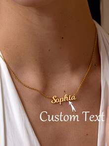 Customized Name Necklace Pendant, Stylish And Simple Personalized Handmade Cursive Letter Necklace, Stainless Steel Name Necklace, Mother's Day Jewelry, Valentine's Day Gift For Her, Exquisite Women's Necklace. - Multicolor - View 1