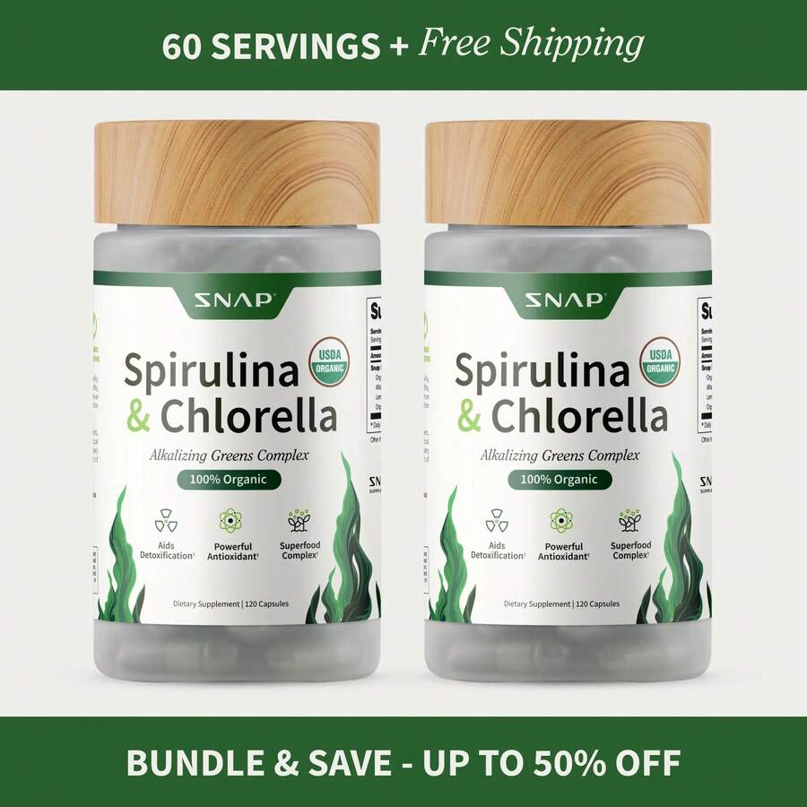 Spirulina Chlorella Complex - Natural Dietary Capsules - 30 Servings - 2瓶 - 查看 1