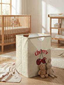 Giỏ đựng đồ giặt gấp gọn dung tích lớn, in họa tiết trái cây, tay cầm bằng gỗ, đa năng dùng cho phòng tắm, phòng trẻ em, đựng quần áo bẩn, đồ chơi và đồ dùng gia đình. - Nhiều màu - Xem 12