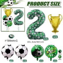 7件套足球主题派对装饰套装，包括0-9数字40英寸绿色足球铝箔气球和金色奖杯，适合生日、周年庆典、体育主题派对装饰。 - 足球獎杯款 - 查看 14