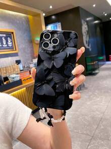 1个黑色TPU材质蝴蝶图案防震全包手机壳，搭配1条黑色蝴蝶结珍珠腕带，时尚百搭创意全包手机壳，兼容三星A14/A54/A56/A31 4G/A23、A98、S24、S25 Ultra、A5/13C/14C、Note 14/15 Pro 4G、K60 Ultra等机型。 - 彩色 - 查看 3