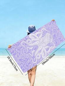 1 chiếc khăn tắm biển bằng sợi microfiber mềm mại, thấm hút tốt, in hình Mandala và bạch tuộc màu tím, thích hợp cho du lịch, kỳ nghỉ, thể thao ngoài trời, bơi lội và cắm trại, phụ kiện bãi biển mùa hè thiết yếu. - Mô hình D - Xem 10