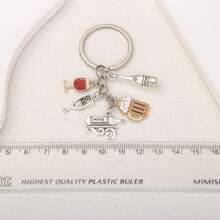 1 pieza Llavero de aleación con esmalte de la serie de vino tinto, llavero creativo y lindo adecuado para regalar a amigos - Unitalla - Ver 5