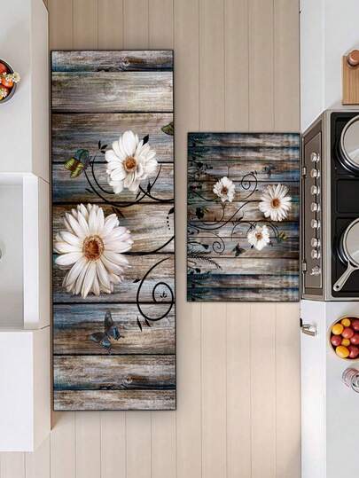 سجادة مطبخ مطاطية ناعمة بسمك 3.5 مم، بطراز زهري قديم ماص، يمكن تخصيصها لتناسب مساحة المطبخ، طبقة قماش علوية، طبقة إسفنج وسطية، طبقة مطاطية سفلية، مناسبة لسجاد المطبخ، ديكور المنزل، سجاد الحمام، سجاد مدخل المنزل، سجاد غرفة الغسيل، سجاد الممر، سجاد غرفة المعيشة، وما إلى ذلك.