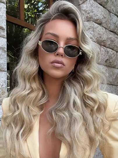 1pc Retro Oval Metal Small Frame Fashion Streetwear Glasses, Suitable For Women's Autumn/Winter Outfits, Summer Beach, Outdoor, Hiking, Back To School