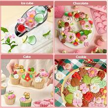 花朵主题巧克力软糖模具，硅胶材质，可重复使用，适用于巧克力烘焙、糖果制作、冰格和纸杯蛋糕制作。（花朵图案） - 彩色 - 查看 4