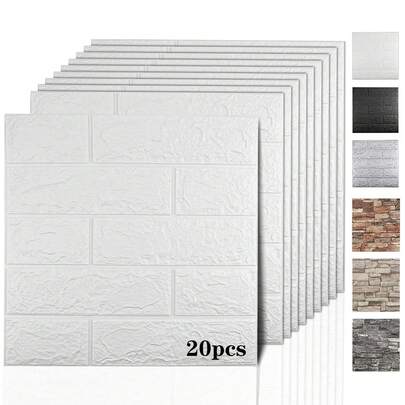 20 paneles de pared 3D para despegar y pegar, Cobertura de 2,7 metros cuadrados, papel tapiz de ladrillo 3D para despegar y pegar, panel de pared de piedra sintética, ladrillo de espuma, papel tapiz autoadhesivo,Impermeable, Reducción de Ruido |   Fácil Instalación para Cocina, Dormitorio, Paredes Lisas,Diseño Ladrillo/Roca,6 Colores,20 Pcs