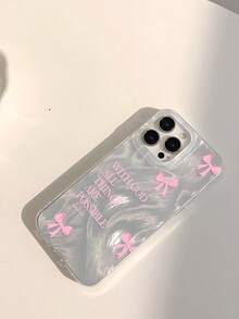 Minimalist Bowknot Religious Slogan Pattern Phone Case, Transparent Thick Protective Cover Compatible With Samsung A05, A05S, A13, A14, A15, A53, A54, A55, A56, S22, S23, S24, S25, Compatible With IPhone 11, 12, 13, 14, 15, 16, 17 Pro Max - Multicolor - View 3