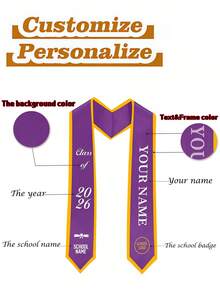 1pc Graduation Custom Ribbon Graduation Honor Sash With Picture And Text Graduation Cloak Lightweight Polyester Fiber Decoration, Graduation Gift - Multicolor - View 4