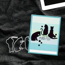 Kreativa kattstansar, gör-det-själv-scrapbookingalbum och präglingsschabloner, verktyg för att göra gratulationskort, pappersskärningspyssel för kort, mallar för att göra presentkort. - silver - Visa 6