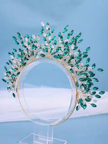1件优雅水晶水钻发箍，浪漫新娘婚礼发饰，时尚女士派对活动头饰 - 彩色 - 查看 6