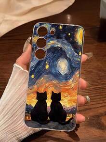 1个星空黑猫图案软手机壳，兼容华为、荣耀、Galaxy等手机，国际版，非国内版 - 無色 - 查看 2