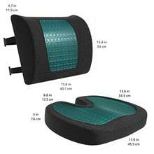 Comfortable Seat Cushion And Lumbar Support For Office Chairs Gel Enhanced Memory Foam Non-Slip Cooling Portable Pack Of 2 Rectangular Black - màu đen - Xem 3