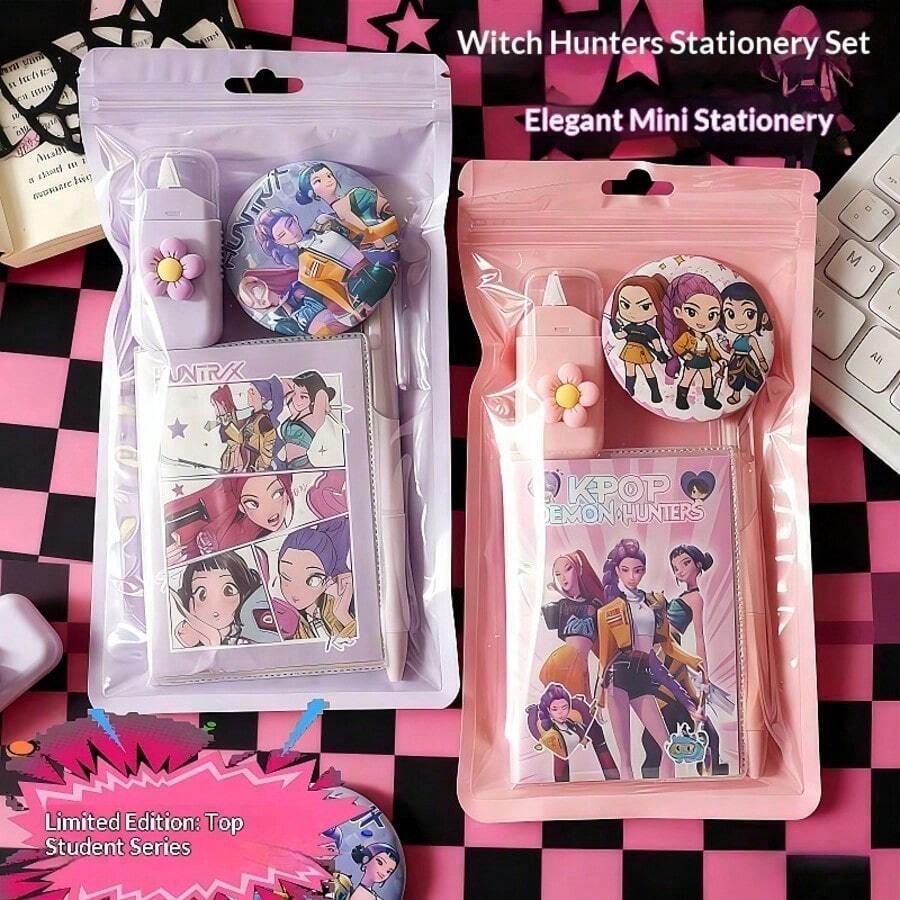 Hasbro Kpop恶魔猎人女团K-Pop文具套装，高品质可爱少女笔记本、钢笔、拉链收纳袋，返校礼物 - 多款 - 查看 1