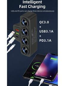 7-In-1 Car Charger, USB Multi-Function Car Fast Charger, Quick Charge Adapter, Suitable For 12V/24V Vehicles, Fast Charging For Multiple Devices - one-size - View 5