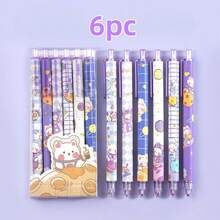 6支装按动式圆珠笔套装，仿皮材质，熊/恐龙/宇航员/兔子/青蛙图案，书写流畅，适合学生、学校和办公室使用，日常必备多支装 - 套裝 - 查看 10