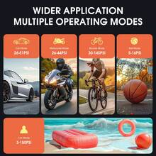 Compresor de aire portátil Carsun para inflar neumáticos, modelo con pantalla digital inalámbrica, 150 PSI, baterías de alta capacidad de 2600mAh duales, velocidad de inflado 3 veces talla grande rápida, con función de desinflado, indicador de presión de neumáticos y 3 modos de LED ajustables - Actualizaciones de pantalla digital inalámbrica - Ver 11