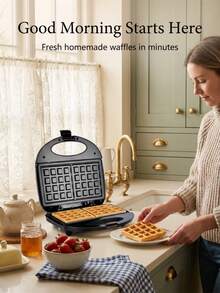 SOKANY-113 华夫饼机早餐机家用小型轻便吐司面包压烤机带双面加热 - 黑色 - 查看 2