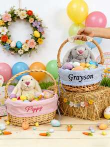 1 件个性化复活节篮子内衬（此链接仅包含内衬，不含篮子），采用精美条纹面料制成。可定制您的名字或首字母缩写。兔子造型篮子套装包含：1 个手工制作的复活节篮子内衬（绣有您的名字或首字母缩写，不含篮子）、1 个复活节彩蛋寻宝篮、1 个绣有名字的礼品袋以及高品质刺绣棉布。这是为您的复活节彩蛋寻宝活动增添特别意义的完美复活节礼物。 - 彩色 - 查看 8