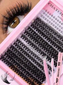 294/282 C型卷翘自然假睫毛，柔软睫毛簇，长度5-18mm，睫毛根部5-7mm，精致自然，C型卷翘，宽幅设计，DIY睫毛嫁接，单根睫毛，纤细睫毛条，适用于下睫毛 - 粉色 - 查看 7