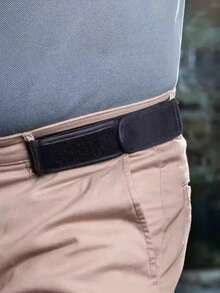 两件套男女通用无扣弹力腰带，配有可调节隐形弹力带，适用于裤子和牛仔裤，用途广泛，方便的魔术贴腰带 - 2Pcs Black - 查看 4