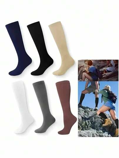 1 Pair Long Compression Sports Socks, Leg Slimming Socks For Running, Climbing, Fitness, Unisex For Football, Basketball