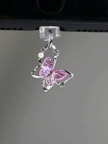 Accesorio de teléfono con colgante de lazo de mariposa, decorado con diamantes y perlas, regalo de primavera - Multicolor - Ver 12