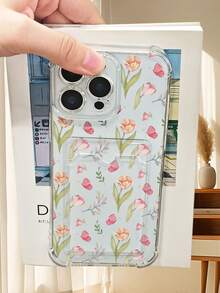 1PC Diseño de jardín primaveral con tulipanes rosados y mariposas en acuarela: Funda transparente tipo billetera, protección completa para la cámara, compatible con iPhone 17/16/15/14/13/12/11/Pro/ProMax, compatible con Galaxy A54/S24 Ultra/Plus, compatible con Moto/Galaxy/Redmi/Honor/OPPO, a prueba de golpes y almacenamiento, diseño minimalista - transparente - Ver 3