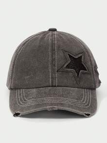 Glisma 1入女士刺繡5角星洗水馬尾扣破洞棒球帽，適用於春秋旅遊、沙灘假期，男性遮陽帽，Y2K風格青年帽 - 刺繡 - 查看 13