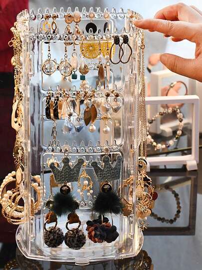 1pc Luxury Rotating Folding Jewelry Rack (Small/Medium/Large Size), Suitable For Jewelry, Earrings, Necklaces And Other Accessories, Essential For Wedding, Vanity, Room And Home Decor, Jewelry Organizer, Storage Holder, High-Quality Wedding Accessory