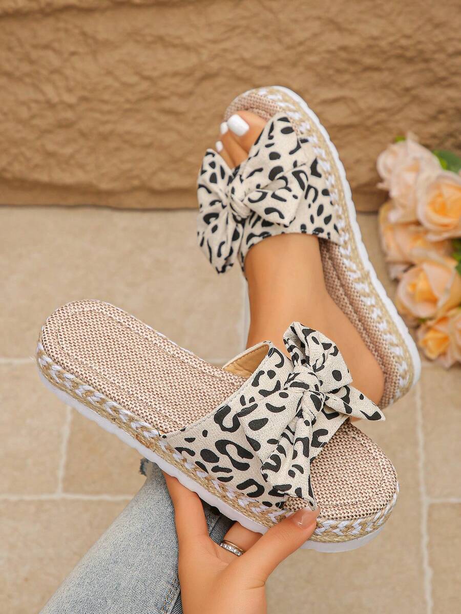 Women's Summer Vacation Bohemian Style Platform Slippers - Beige - View 1